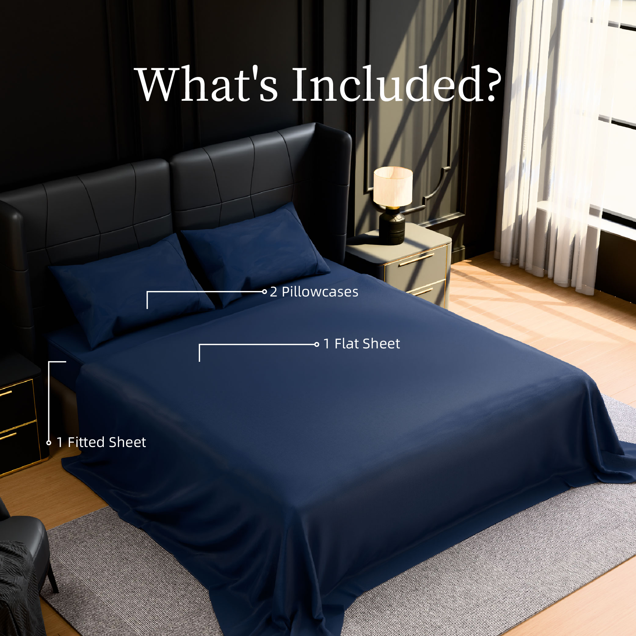 Bedding Queen Bed Sheets Set - 4 Piece Bedding - Brushed Microfiber - Shrinkage And Fade Resistant - Easy Care (Queen, Navy Blue)_voghion.com